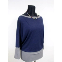 Bluzka Brenda XXL granatowo/szary sweter kimono